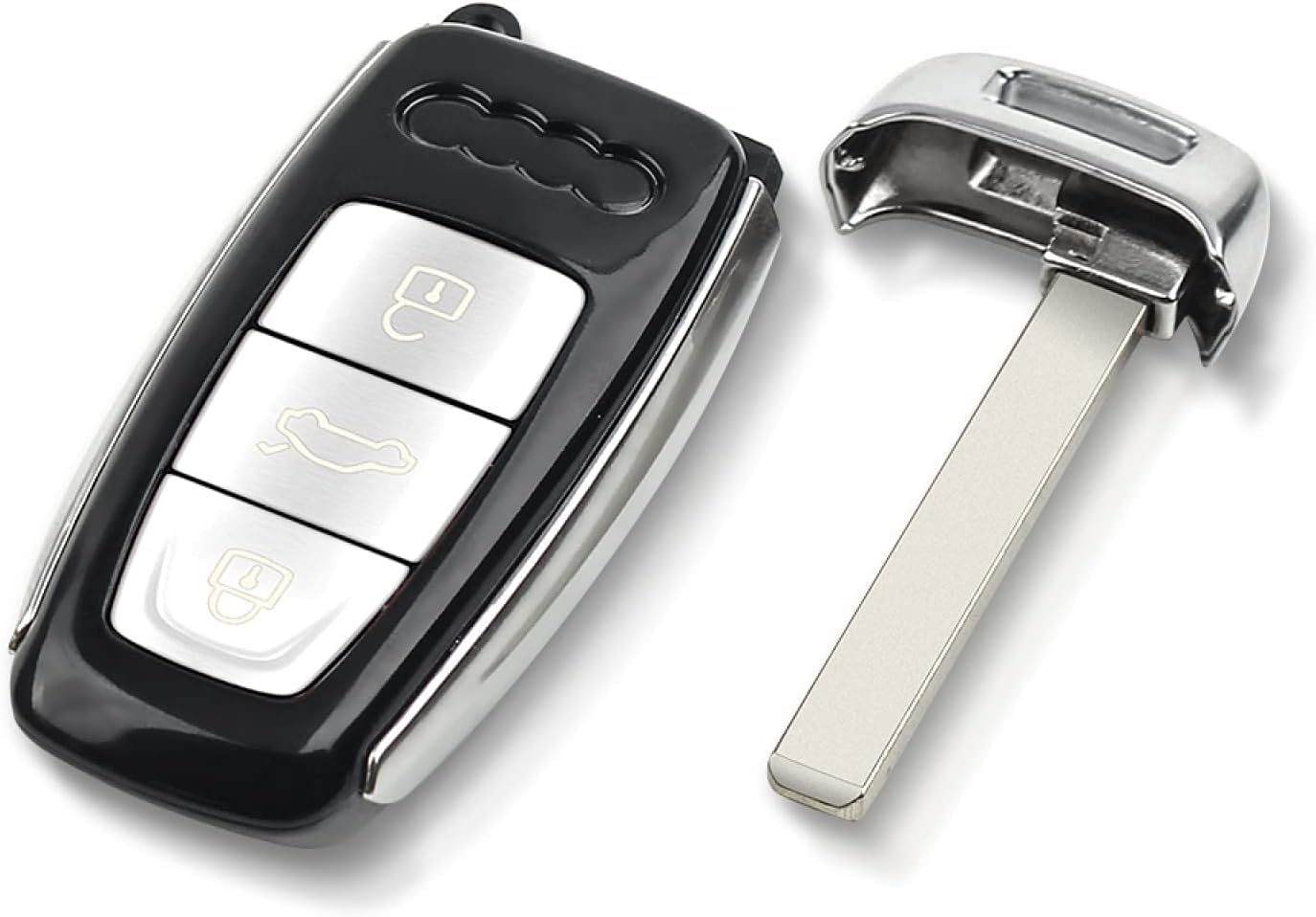 Fly Master Replacement Car Key Shell Compatible with Aiudi A6 C8 A7 A8 Q8 2017 2018 2019 2020, Uncut with 3 Buttons