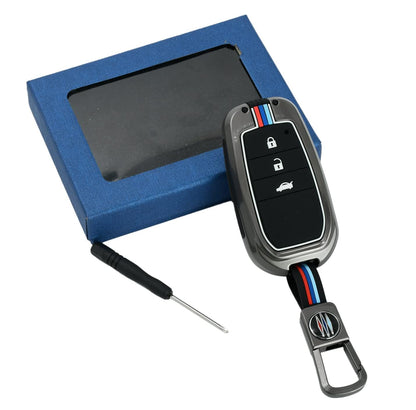 Keychain Metal Shell & Soft Silicone Full Protection Key Case Holder Compatible with Toyota Fortuner, Fortuner Legender, Innova Hycross 3 Button Smart Key