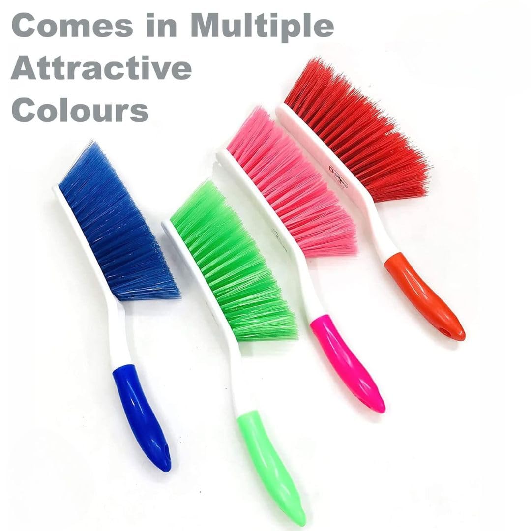 Long Bristle Polypropylene Dust Cleaning Brush – Ideal for Carpet Cleaning, Car Seats, Beds, Sofas, Curtains, Mats, and Household Upholstery Cleaning – Multicolour (Pack of 1).