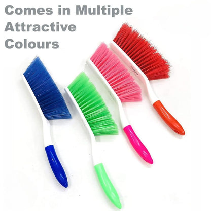 Long Bristle Polypropylene Dust Cleaning Brush – Ideal for Carpet Cleaning, Car Seats, Beds, Sofas, Curtains, Mats, and Household Upholstery Cleaning – Multicolour (Pack of 1).