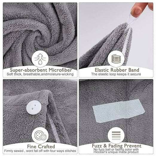 RF REDFOXX Microfiber Hair Drying Towel Wrap, Quick-Dry Twist Turban with Button Closure, Available