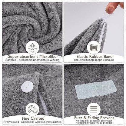 RF REDFOXX Microfiber Hair Drying Towel Wrap, Quick-Dry Twist Turban with Button Closure, Available