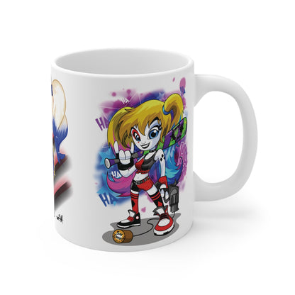 RF REDFOXX Harley Quinn Chibi Art Ceramic Coffee Mug, 350 ml, White Suicide Squad