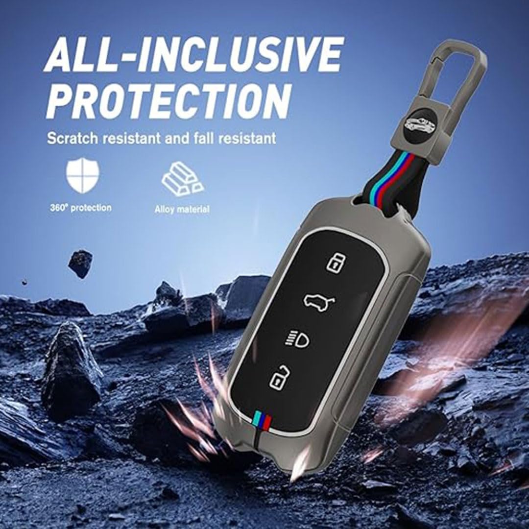 Metal Key Cover Compatible with 4-Button Smart Key – Durable, Stylish & Protective Key Case for Curvv & EV Models – Ultimate Protection for Your Key Fob.
