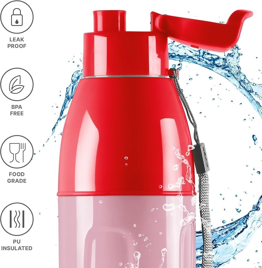 Spare Top Lid Compatible with Milton Kool Convex Water Bottle (700ml/900ml/1100ml) – Red | Leak-Proof BPA-Replacement Cap | Secure Fit Bottle (Only Lid)