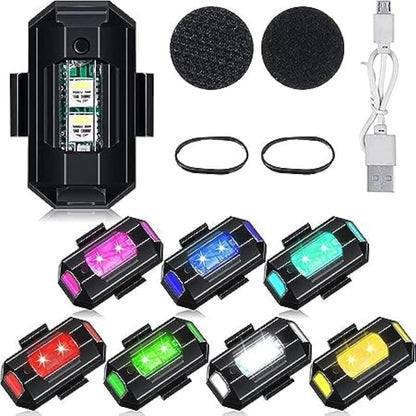 LED Strobe Light, 7 Colors, Rechargeable Waterproof Warning Signal, Universal for Bikes, Cars, Motorcycles, Drones