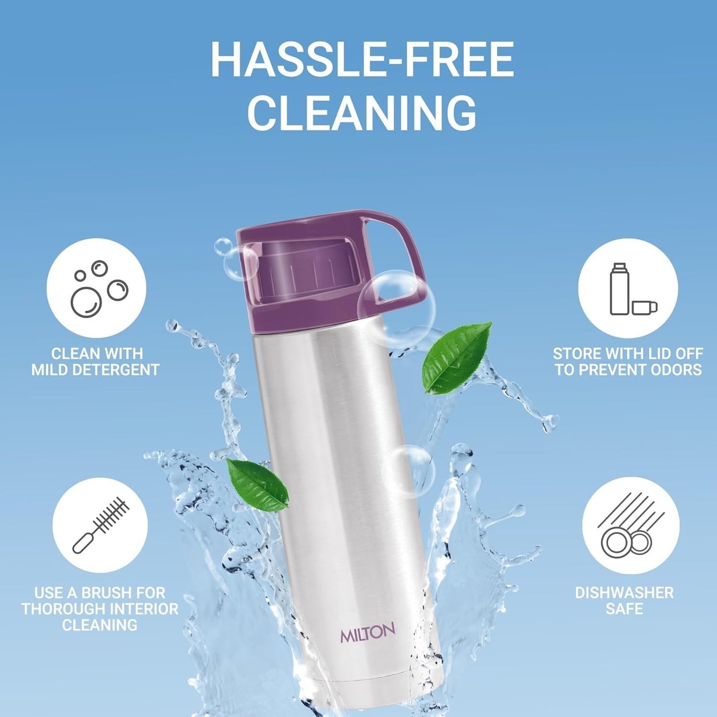 Spare Lid Compatible with Milton Thermosteel Glassy Cup (350ml & 500ml) – Purple | Leak-Proof BPA- Replacement Cap | Secure Fit Lid for Hot & Cold Drinking Cup (1 Pc)