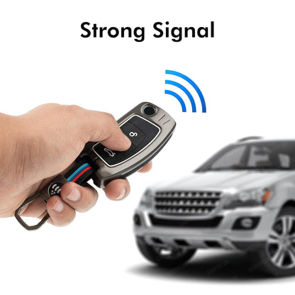 Premium Metal Key Cover Compatible with Ford Ecosport, Fiesta, Figo – 3 Button Flip Key Protector Case – Stylish Zinc Alloy Shell with Durable Protection (Black & Silver).