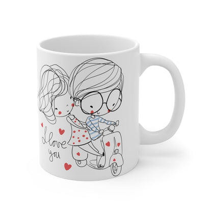 RF REDFOXX Romantic Couple Design Coffee Mug, 350 ml, White Ceramic, Love Message Print