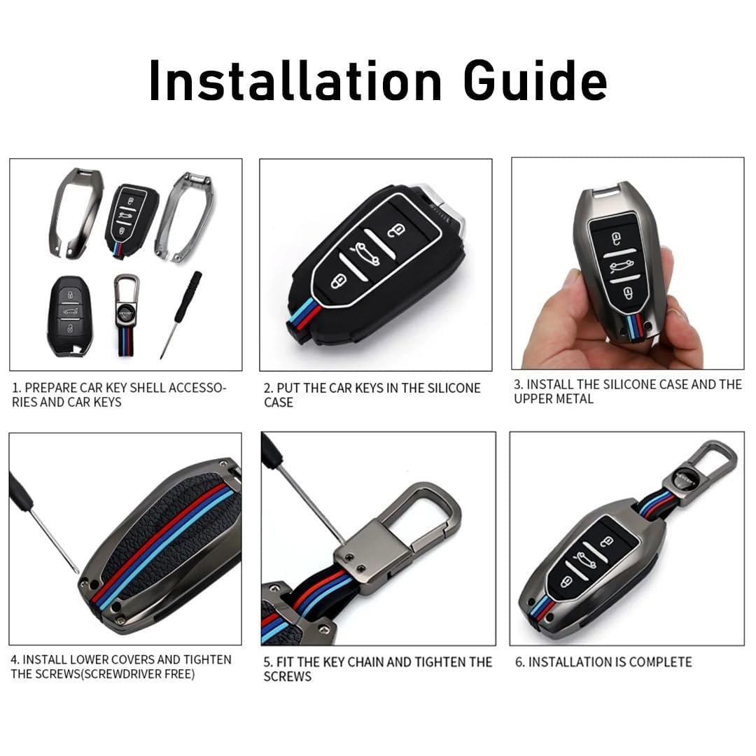 Metal Silicone Key Cover Compatible with Toyota Innova Crysta, HyCross, Hilux & Invicto | 2 Button Smart Key Case | Full Protection Metal Cover with Low-Light Visibility Feature | Black (Pack of 1)