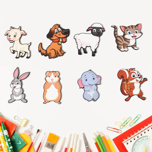 Wooden Animal Puzzle Board (28×20 cm) | Farm Animals Montessori Educational Toy for Kids | Wooden Knob Puzzle for Toddlers, Preschool Learning Board (1 Set)