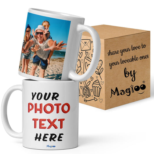 RF REDFOXX Personalized Photo and Name Coffee Mug Gift for Boyfriend & Girlfriend, 325 ml, White Ceramic