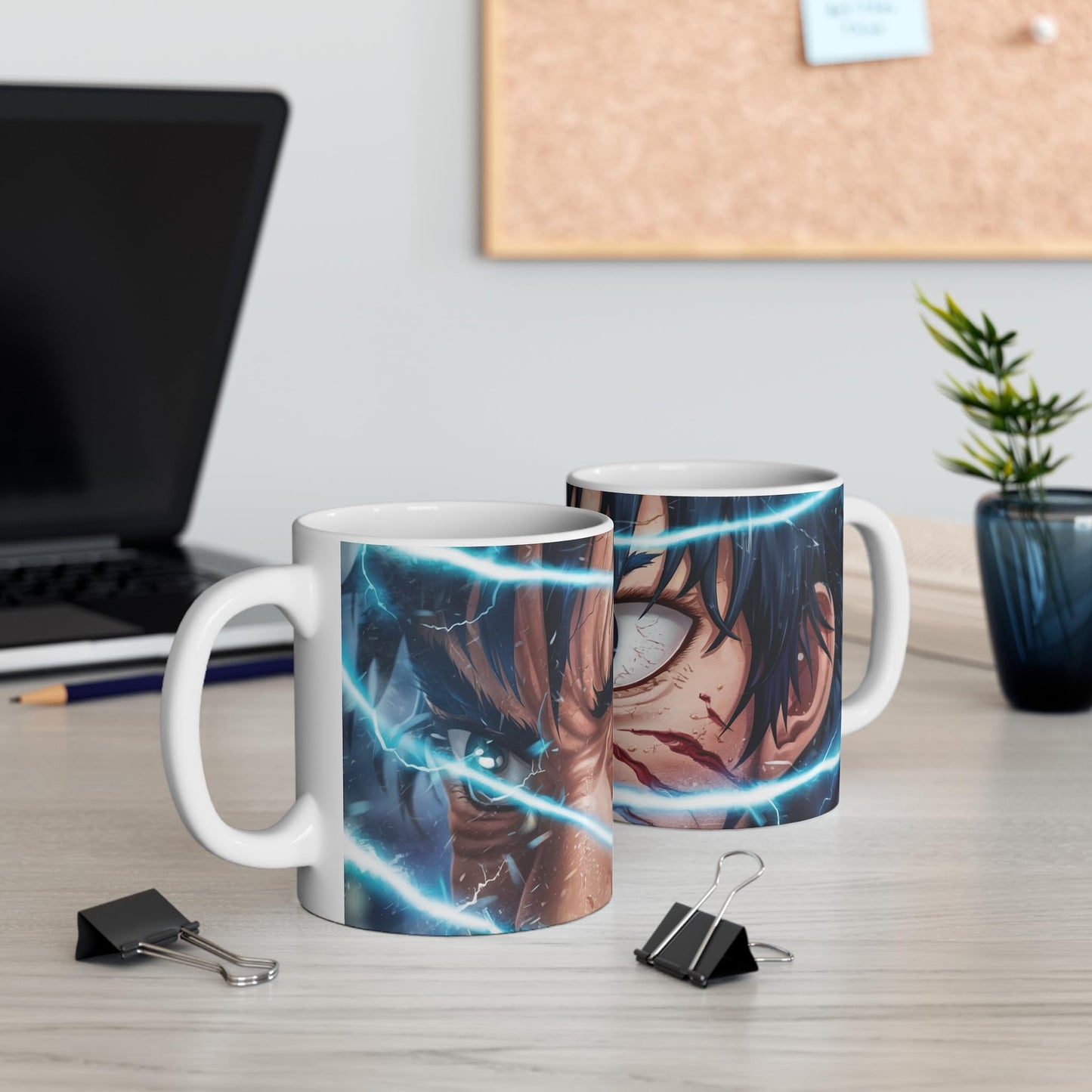 RF REDFOXX Anime Eye Design Ceramic Coffee Mug, 350 ml, White