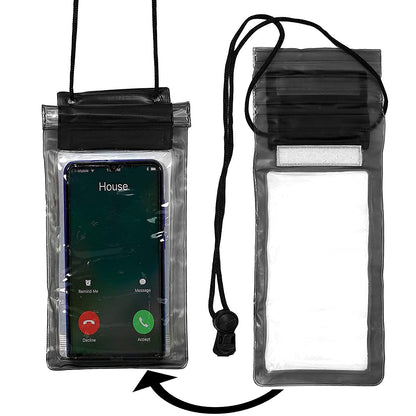 RF REDFOXX HD PVC 3 Layers Waterproof Sealed Mobile Pouch Cover for Protection in Rain and Swimming Fits for Any Android and iPhone (Transparent, Universal Size)