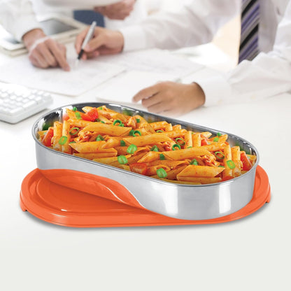 Spare Oval Container Lid Compatible with Milton Steel Refresh Tiffin | Fits 650ml–675ml Oval Container | Leak-Resistant Replacement Lid | Orange