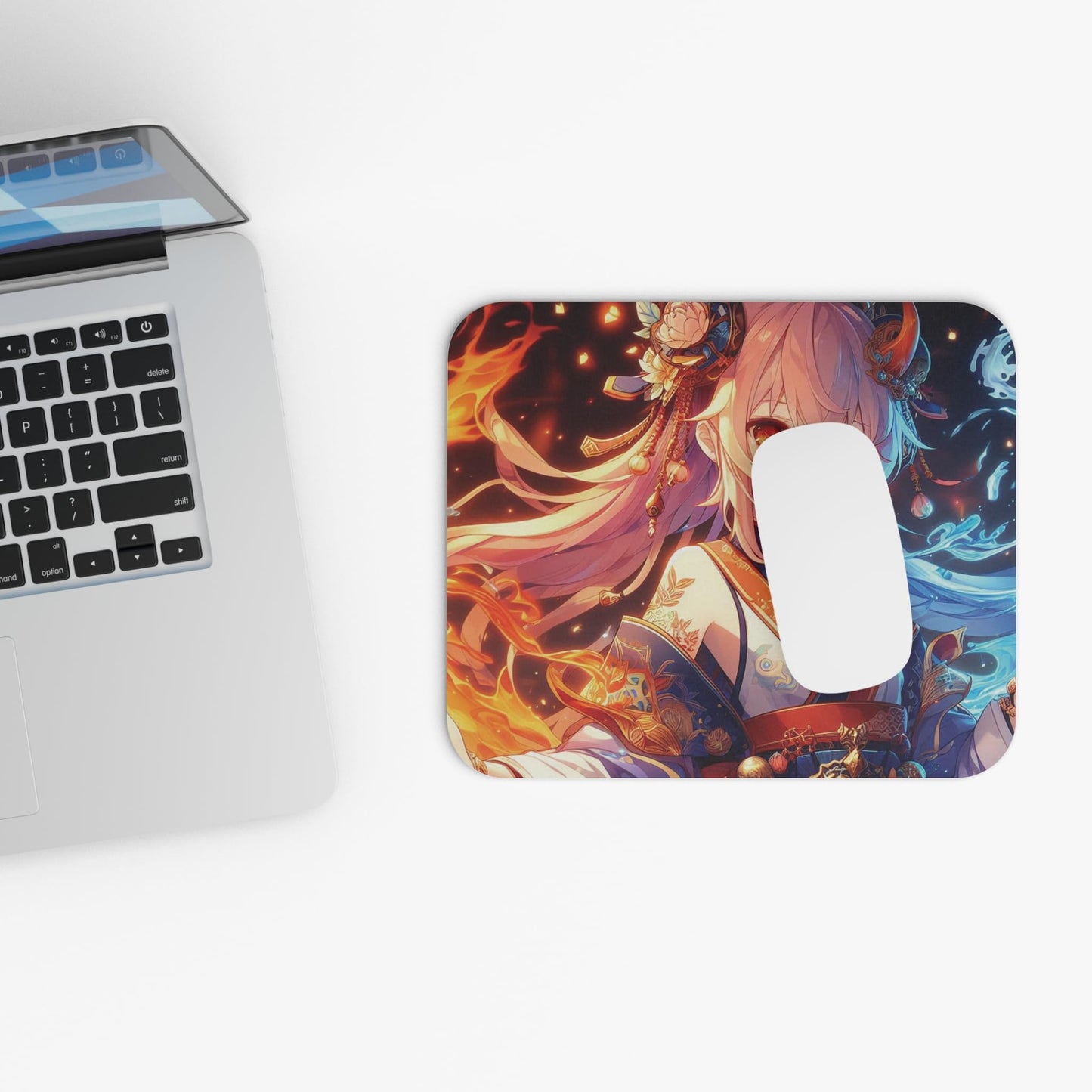 RF REDFOXX Flame and Flow: Anime Girl Multi-Color Mouse Pad Design