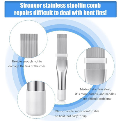 RF REDFOXX 2 Pieces Different Fin Comb Condenser Fin Straightener AC FCR6 Fin Comb and Stainless Steel Fin Comb COMPATIABLE with Radiator Repair Clean Tool Set for Straighten Evaporator Condenser Coils .