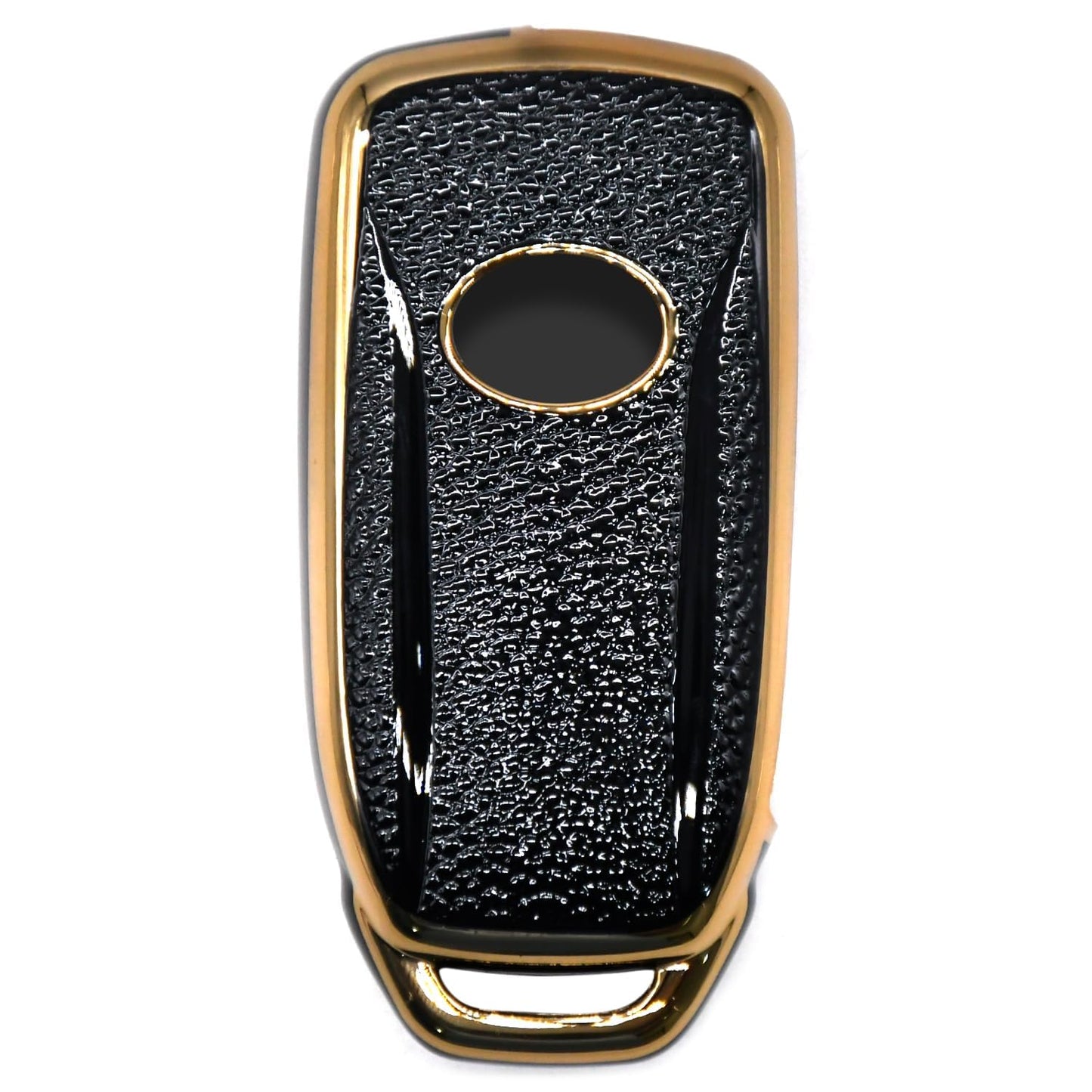 TPU Leather Gold Pattern Key Cover Compatible with Tata D2 Key Cover, Black, Pack of 2