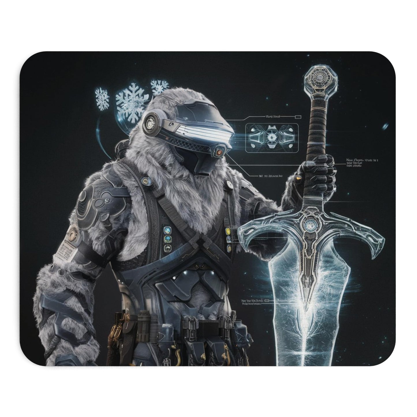 RF REDFOXX Anime Designs Sword Holding Character Mouse Pad, Smooth Non-Slip Rubber Base, 30 x 25 cm