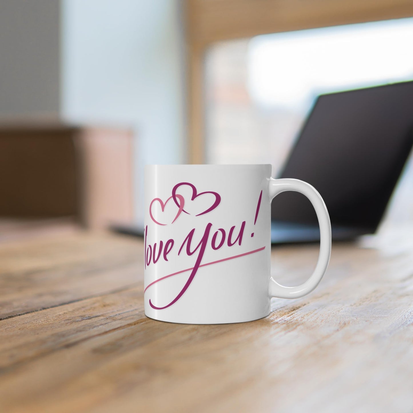 RF REDFOXX Romantic Couple Coffee Mugs, I Love You Design, White Ceramic, 350 ml, Pack of 1