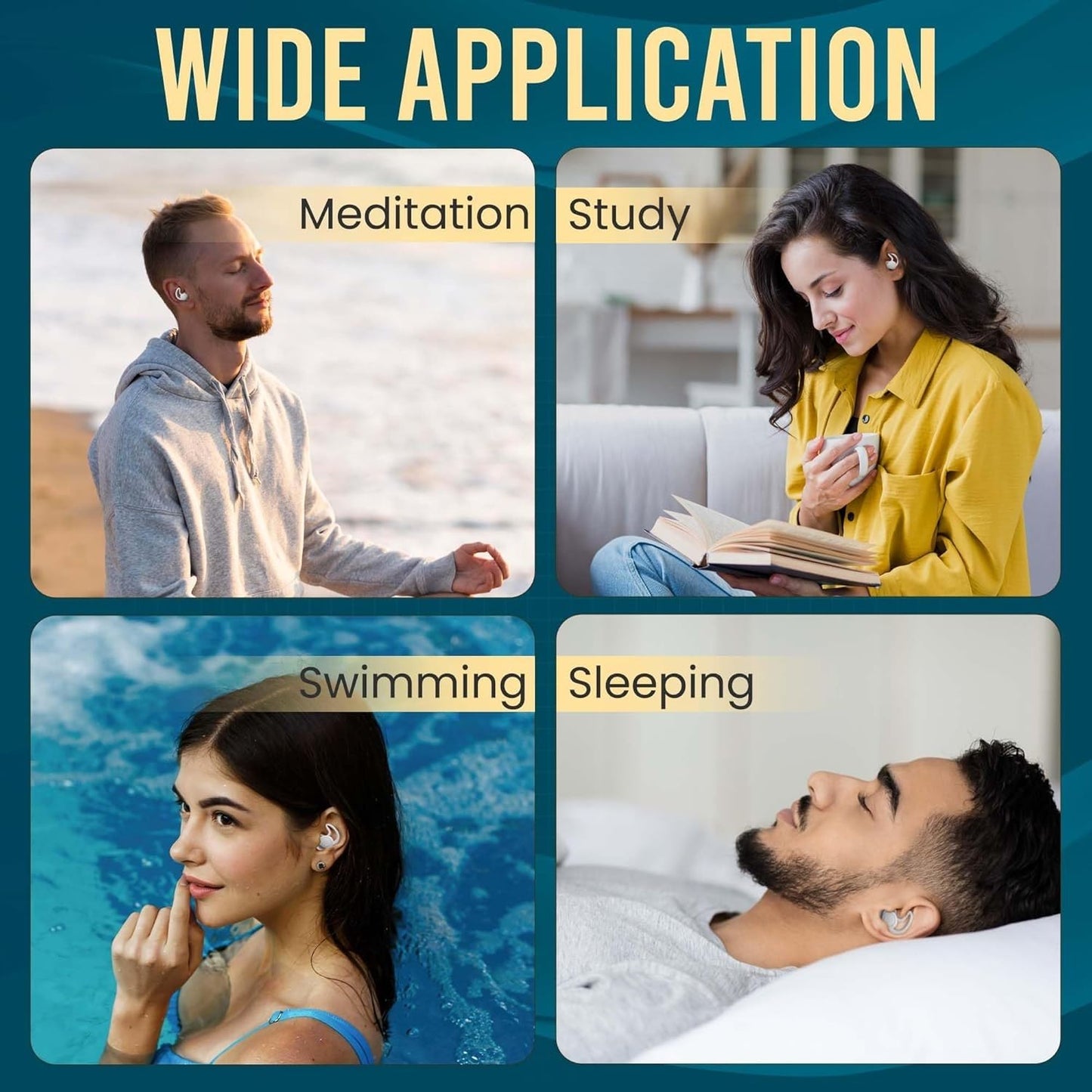 Silicone Noise Reduction Earplugs for Sleeping & Swimming | Reusable Waterproof Ear Plugs for Travel, Study & Flight | Soft Anti-Drop Earbuds for Men & Women (1 Pair)