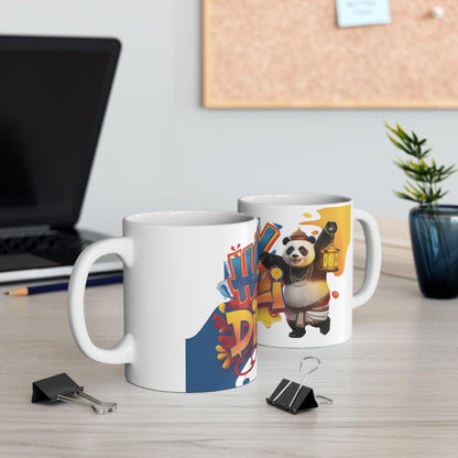 RF REDFOXX Ceramic Mug with Happy Diwali Design, 325 ml, Multicolour with Panda
