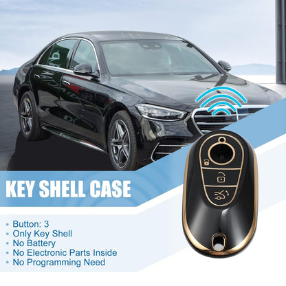 RF REDFOXX Silicone Smart Key Fob Case Cover with Keychain for Mercedes-Benz W223 S Class S300 S350 S450 S500 2020-2021 Key Fob Shell Protector Keyless Black