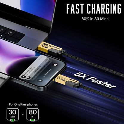 RF REDFOXX 4-in-1 Multi-Function Fast Charging Cable with to USB-C, Type C-C, Ligthning to USB, Military Grade Durability, Compatible for iPhone, Samsung, Oneplus Devices