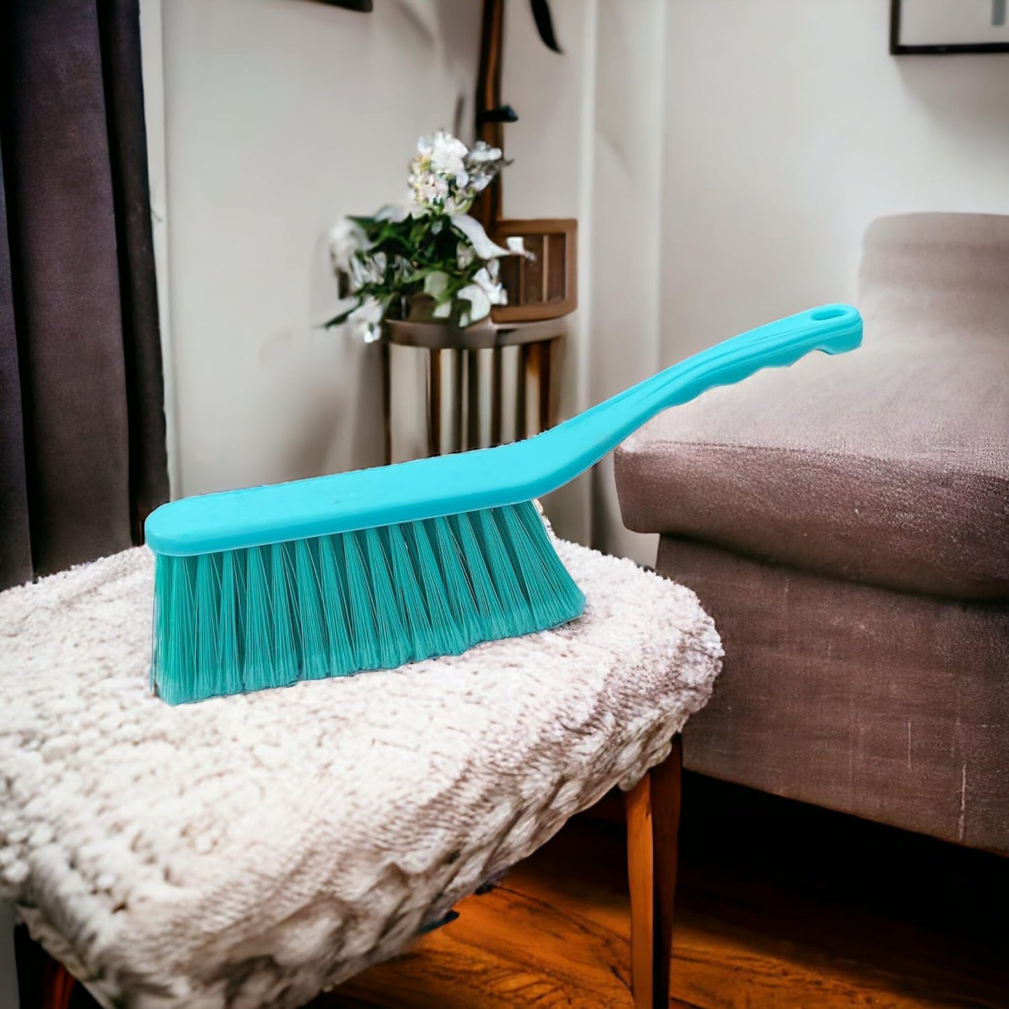 Plastic Dust Cleaning Brush Upholstery Long Handle Cleaning Brush Long Bristle for Tiles,Carpet,Bed,Sofa,Mattress,Window,Bathroom Car Seat,Curtain,Dust Cleaner for Kitchen (Brush 1 Pc),Multi