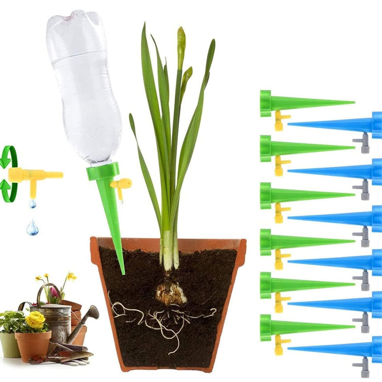 RF REDFOXX Drip irrigation kit for home garden, Self-watering spikes for plants, Automatic Plant Water Devices with Slow Release Control Valve Switch drip irrigation system (Pack of 10pcs).