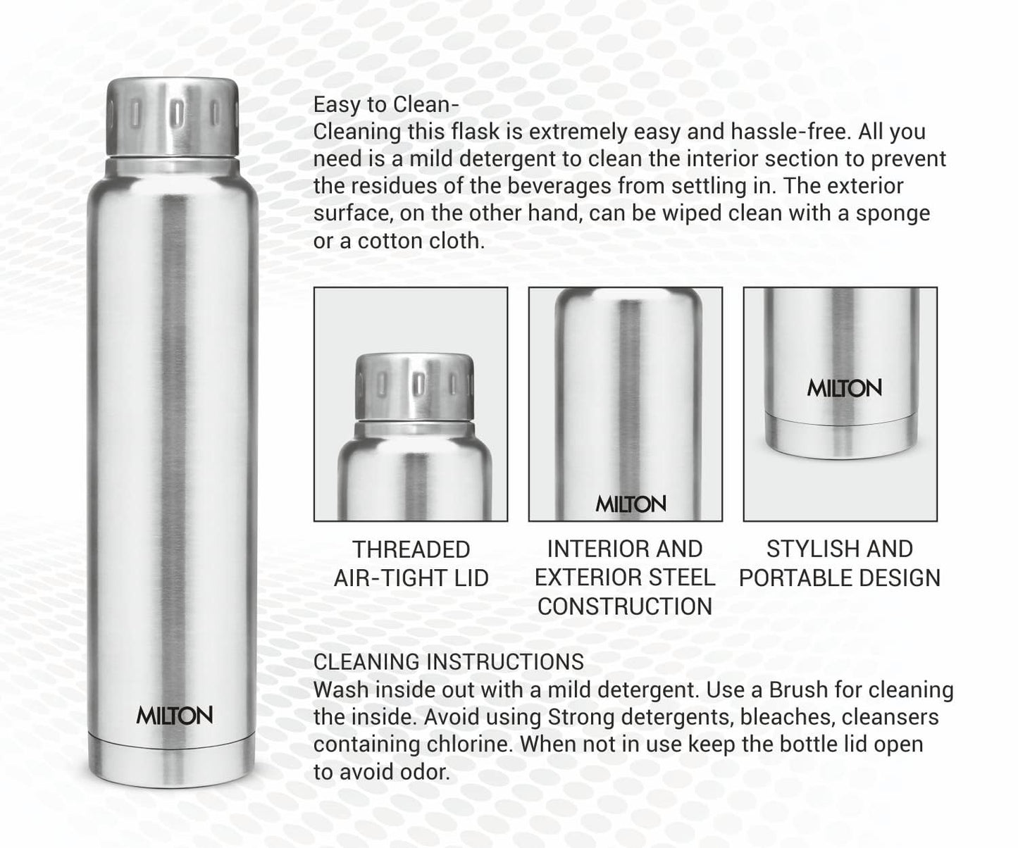 Spare Lid Compatible with Milton Elfin Thermosteel Bottle | Fits 160ml, 300ml, 500ml & 750ml | Leak-Proof Stainless Steel Inner Cap | BPA-Free Durable Replacement Bottle Lid (Bottle Not Included)
