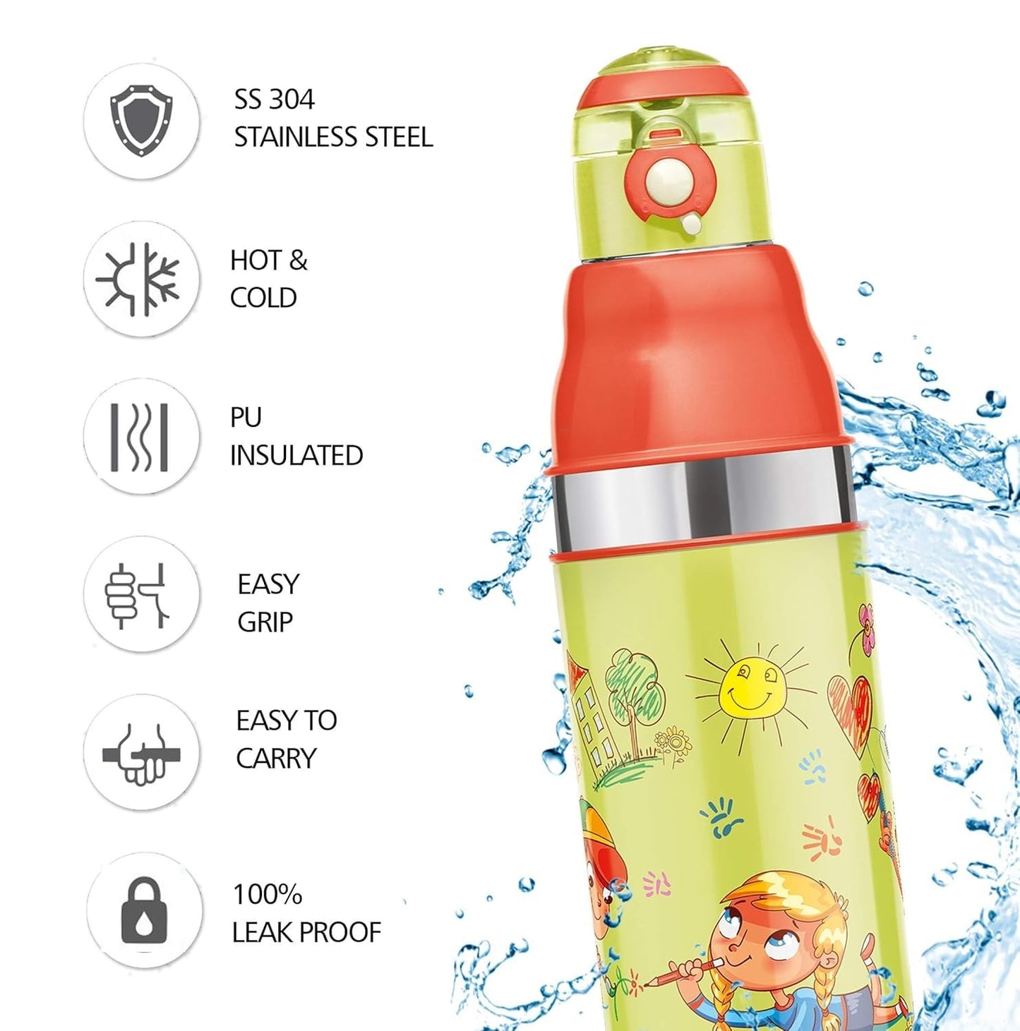 Spare Assembly Lid Compatible with Milton Kool Stunner Water Bottle (600ml) – Green | Leak-Proof BPA-Replacement Sipper Cap | Secure Fit Bottle (Only Lid)