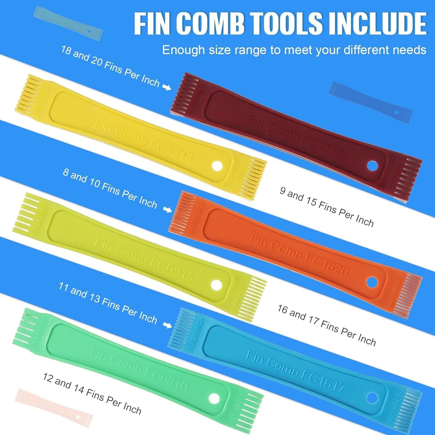 RF REDFOXX 2 Pieces Different Fin Comb Condenser Fin Straightener AC FCR6 Fin Comb and Stainless Steel Fin Comb COMPATIABLE with Radiator Repair Clean Tool Set for Straighten Evaporator Condenser Coils .