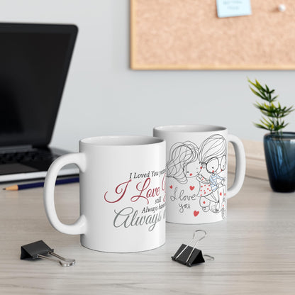 RF REDFOXX Romantic Couple Design Coffee Mug, 350 ml, White Ceramic, Love Message Print
