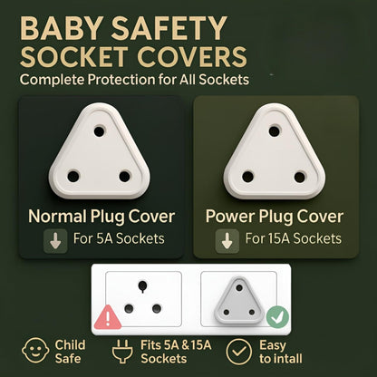 Baby Safety Socket Plug Covers Pack of 10 Child Proof Electric Socket Protector Dummy Plug Guards for Switch Board Shock Prevention Safety Caps for Kids (White)