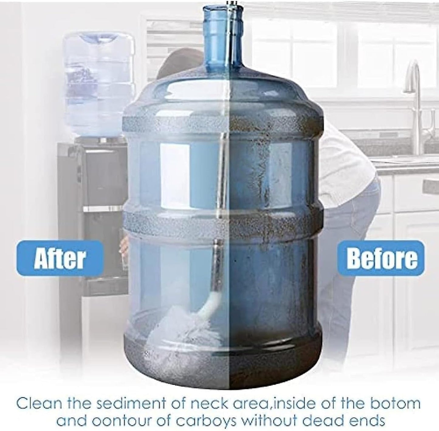 20L Water Can & Dispenser Cleaning Brush – 360° Rotating Nylon Bristles for Wet and Dry Cleaning | Heavy-Duty Long Handle Brush for Bottles, Jars, Water Cans (Multicolor)
