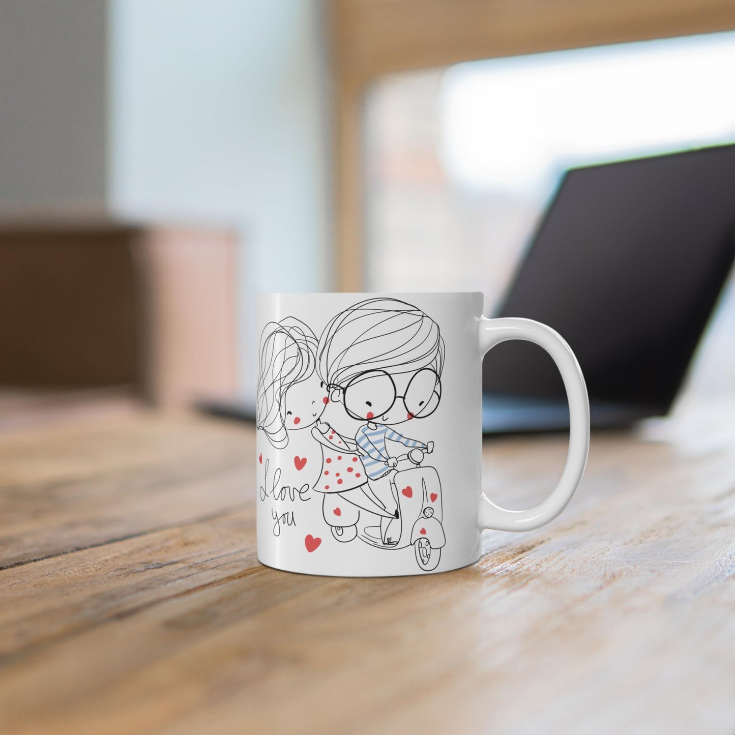 RF REDFOXX Romantic Couple Design Coffee Mug, 350 ml, White Ceramic, Love Message Print