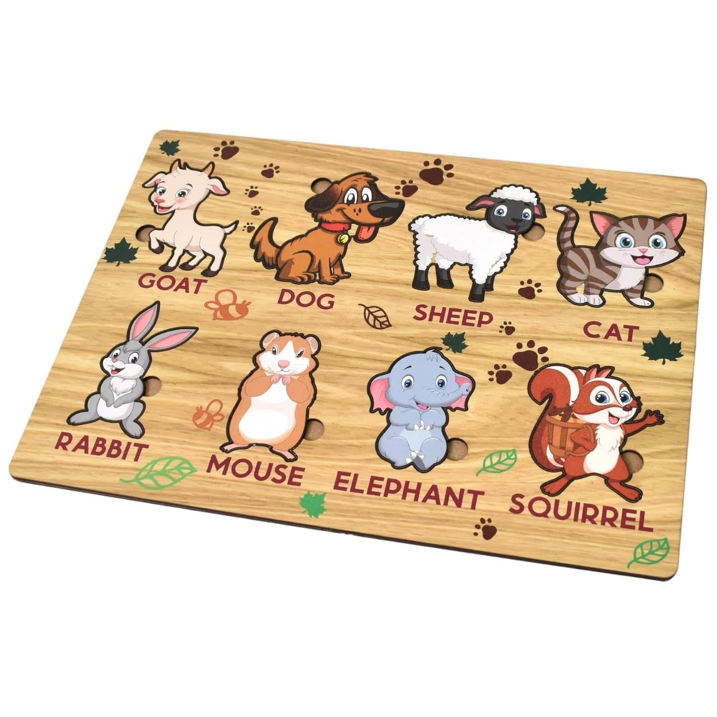 Wooden Animal Puzzle Board (28×20 cm) | Farm Animals Montessori Educational Toy for Kids | Wooden Knob Puzzle for Toddlers, Preschool Learning Board (1 Set)