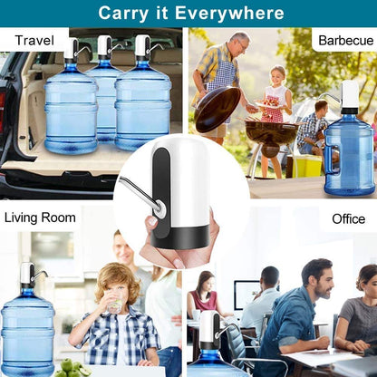RF REDFOXX ater Dispenser, Portable Water Bottle Pump for Universal 3, 4 and 5 Gallon with USB Electric Charging and Automatic Off Switch Black
