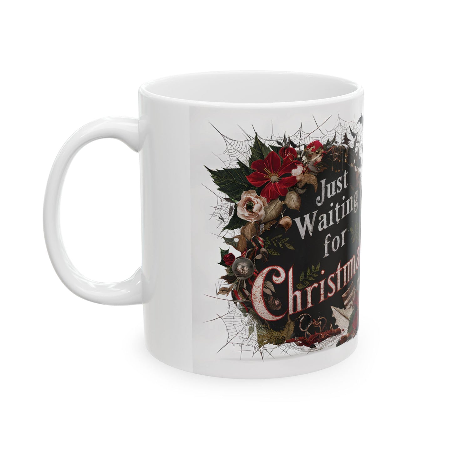 RF REDFOXX Merry Christmas Theme Printed Skull Mug, 325 ml, White Gifts for Men & Women Christmas Gifts for Friends Christmas Gifts for Girls