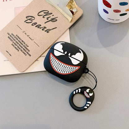 RedFoxx Soft Silicone New 3D Cartoon Design Cute Anime Shockproof Cover Case with Free Keychain Compatible with Apple AIRPODS PRO (NOT for Any Other AIRPODS) (AIRPOD Cover PRO, (Black Spidy Venom)