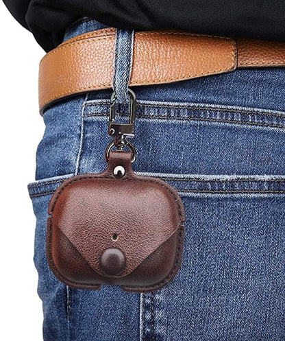 RedFoxx Soft Leather Shockproof Cover Case with Free Keychain Compatible with Apple AIRPODS PRO 2, Leather Case Airpod Pro 2 (Dark Brown)