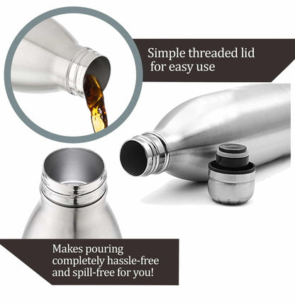 Replacement Lid Compatible with Milton Duo DLX Bottle (350ml/500ml/750ml) | Stainless Steel Leak-Proof Cap with Silicone Ring | Secure Fit Spare Lid (Only Lid)