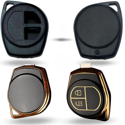 Suzuki 2 Button Smart Key Shell Without Blade and TPU Cover for Suzuki Alto, Baleno, Brezza, Swift, Celerio, Dzire, Ciaz, Ignis, S-Cross, Ertiga, XL-6, S-Presso, Ritz, SX4, WagonR Models