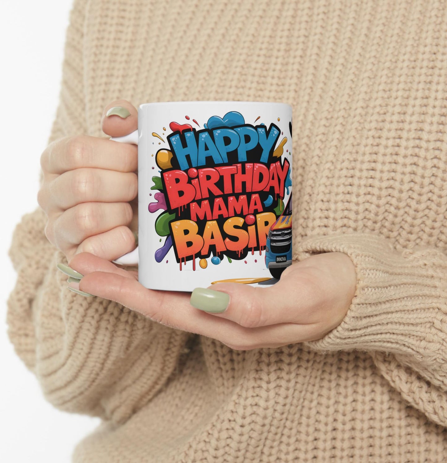 RF REDFOXX Personalized Photo Mug, 325 ml White Ceramic Cup with Text, Quotes, Name, Gift for Birthday, Anniversary (with Free Key Chain)