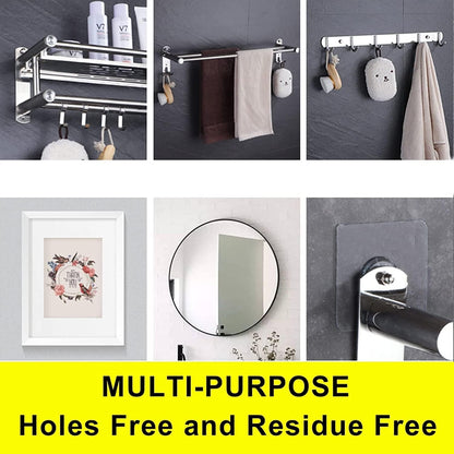 RF REDFOXX Heavy Duty Adhesive Wall Hooks | Transparent Nail-Free Hooks for Kitchen, Bathroom & Home Use | Strong, Reusable & Waterproof (Pack of 20)