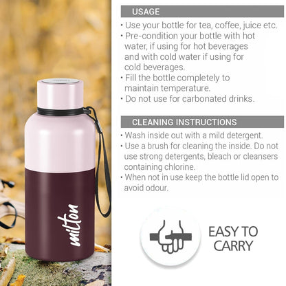 Spare Lid Compatible with Milton Ancy Thermosteel Water Bottle | Fits 500ml / 750ml / 1000ml | Leak-Proof Replacement Cap | Light Pink | 24 Hr Hot & Cold