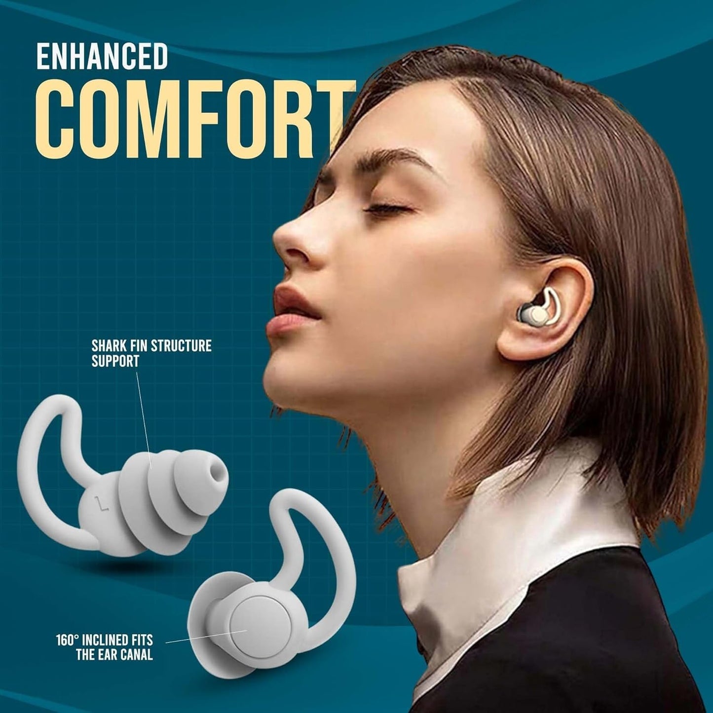 Silicone Noise Reduction Earplugs for Sleeping & Swimming | Reusable Waterproof Ear Plugs for Travel, Study & Flight | Soft Anti-Drop Earbuds for Men & Women (1 Pair)