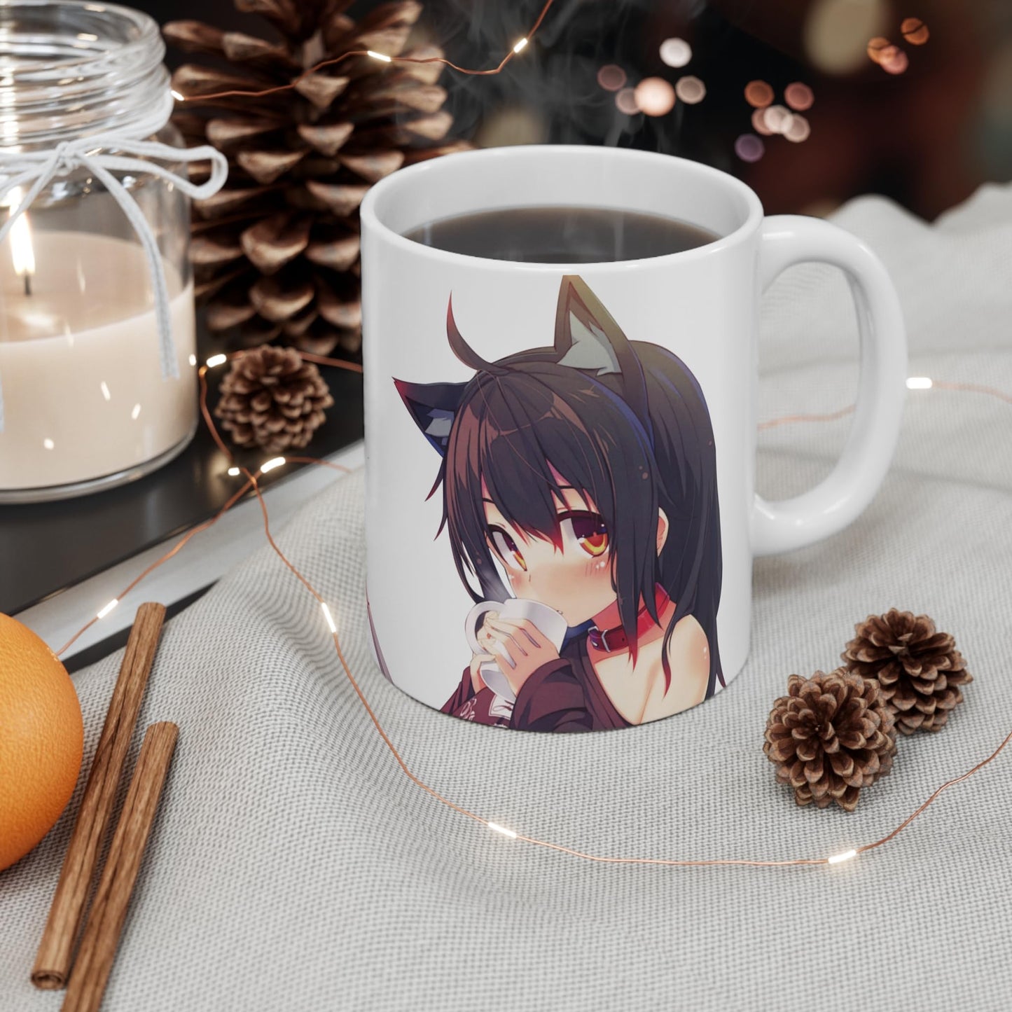 RF REDFOXX Hinata Hyuga Anime Character Design Ceramic Coffee Mug, 350 ml, White