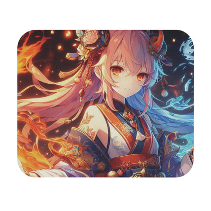 RF REDFOXX Flame and Flow: Anime Girl Multi-Color Mouse Pad Design